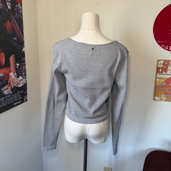 Fabletics Waffle Knit Long Sleeve Cropped Workout Shirt - Picture 3 of 14